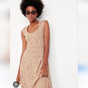 Old Navy Tan and White Animal Print Midi Dress Size M